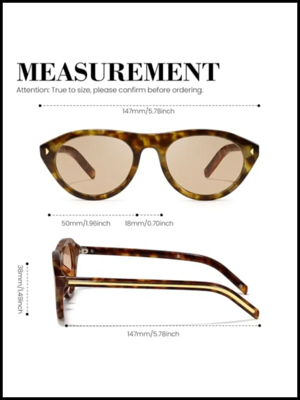 Oval Cat Eye Sunglasses Women Retro Frame UV Protection Travel Driving
